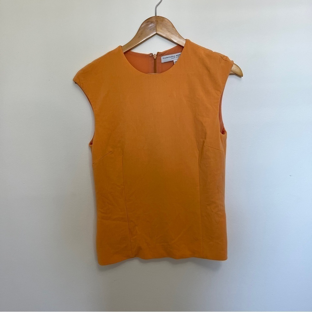 Carolina Herrera Orange Wool Blend Blouse Size 6